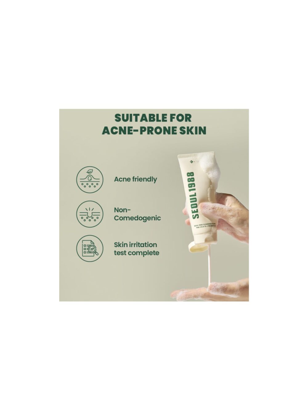 SEOUL 1988 Cleansing Foam : Pine Cica 1% + Probiotics - Αφρός καθαρισμού θρέψης και ενυδάτωσης