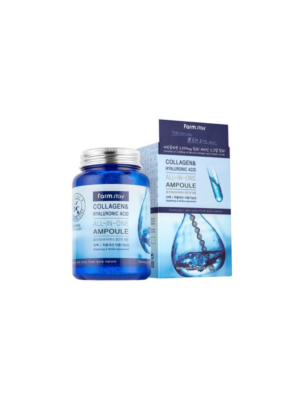 Collagen & Hyaluronic Acid All-in-One Ampoule είναι μια αμπούλα αντιγήρανσης και ενυδάτωσης με κολλαγόνο και υαλουρονικό οξύ
