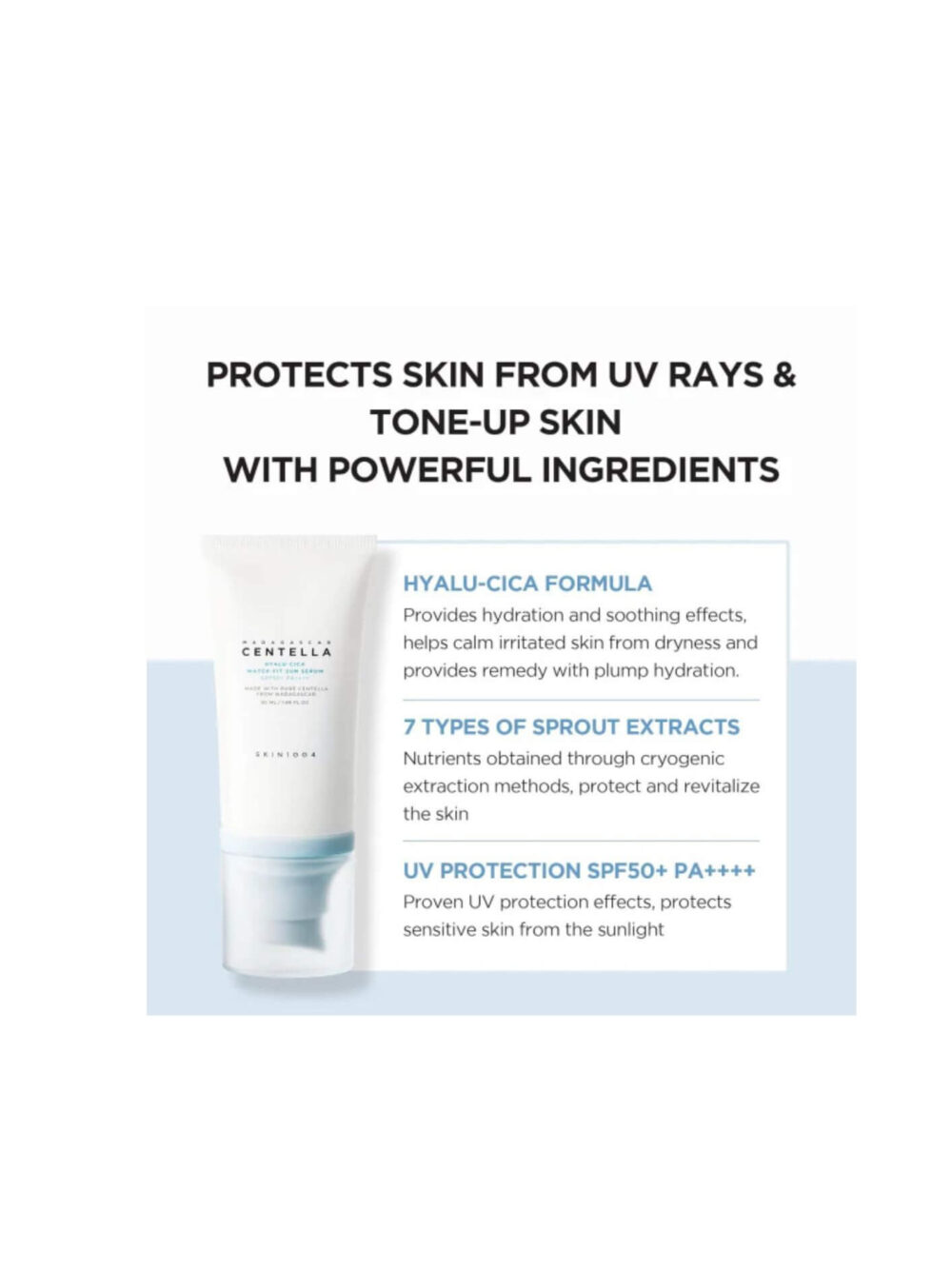 SKIN1004 Madagascar Centella Hyalu-Cica Water-Fit Sun Serum Αντηλιακή Προστασία, 50 ml joy4skin