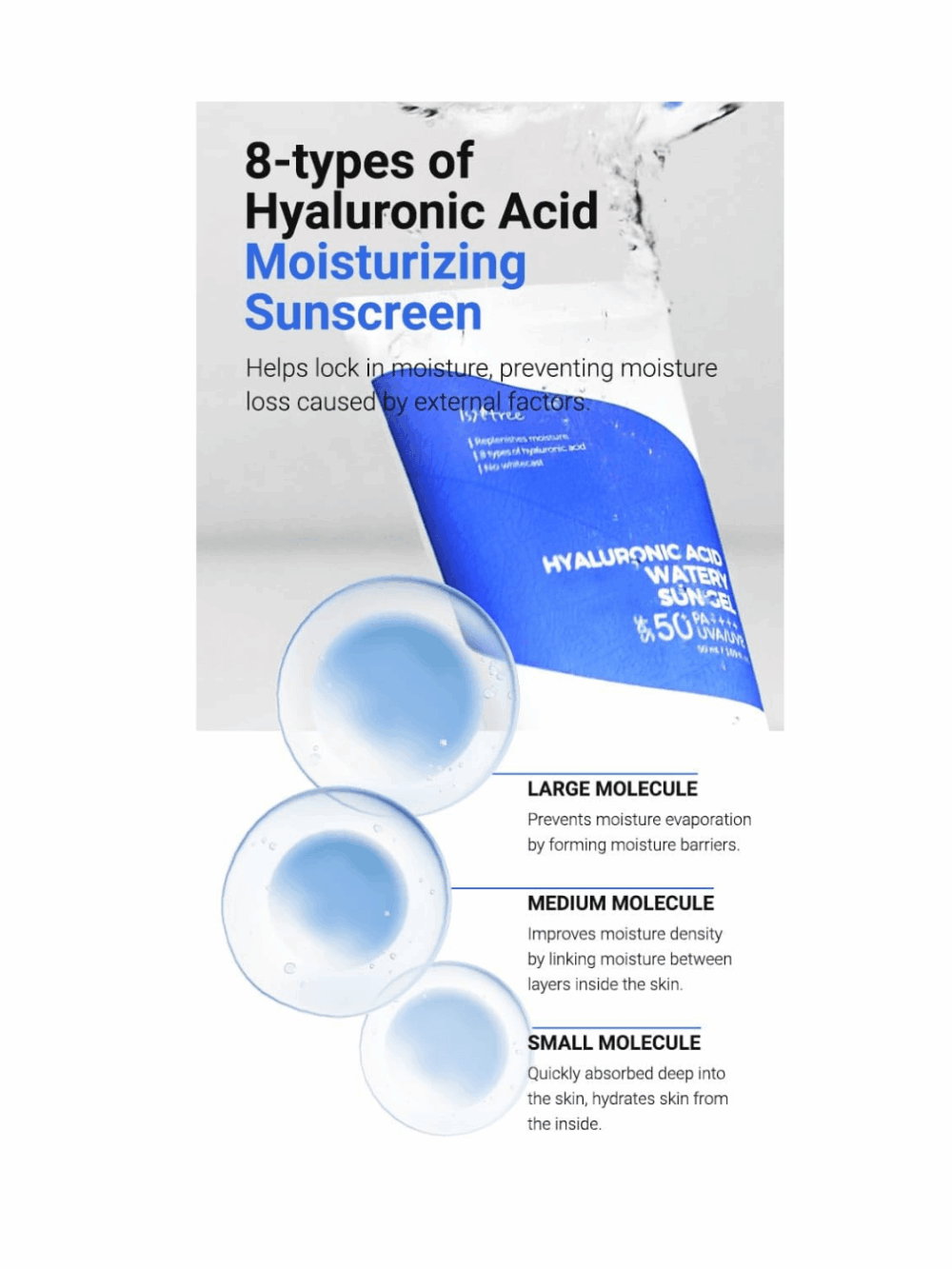 Isntree Hyaluronic Acid Watery Sun Gel SPF50+ ενυδατικό αντηλιακό προσώπου με υαλουρονικό οξύ