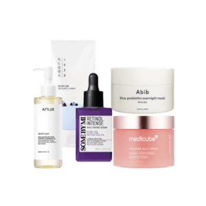 Korean anti-aging night skincare set με retinol serum, collagen cream και overnight mask