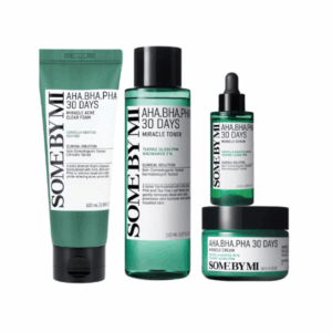korean skincare set για ακμή some by mi aha bha pha cleanser toner serum cream για λιπαρό δέρμα