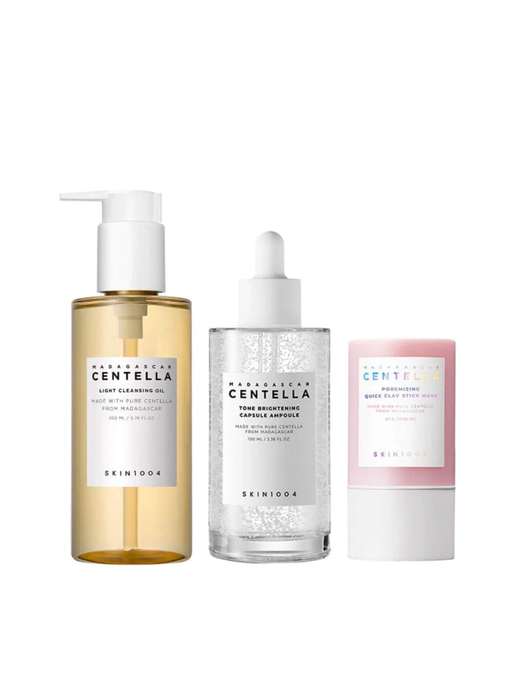 SKIN1004 Madagascar Centella skincare set με cleansing oil, ampoule και calming pads για glow και soothing care