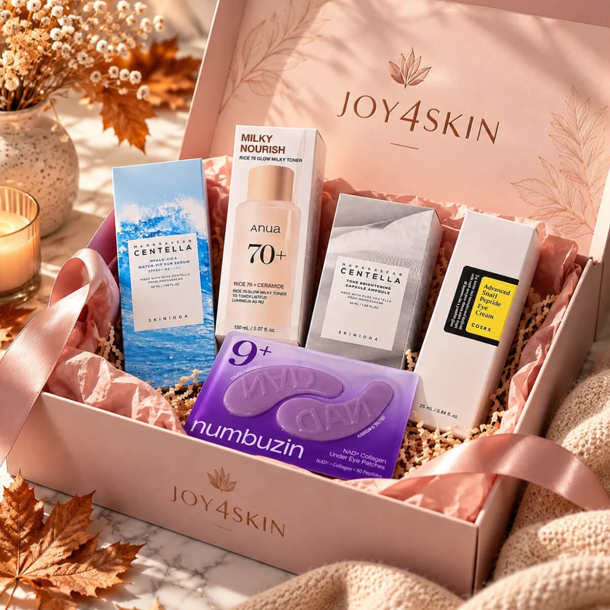 Joy4Skin Glow & Hydration Korean Skincare Box με προϊόντα ANUA, SKIN1004, COSRX και numbuzin